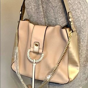 Kate Landry tan leather shoulder bag NWOT neutral purse